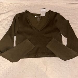 Cotton Candy Olive V-Neck Crop Top